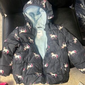 Kids Unicorn Print Jacket - Black